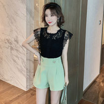 Lace jacket sleeveless chiffon shirt women's new tide very fairy foreign style shirt summer super fairy sweet