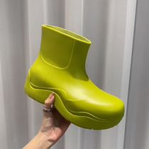 Net red same candy color rain boots wild boots Joker boots women thick soles Chelsea boots women short tube height Big Head shoes