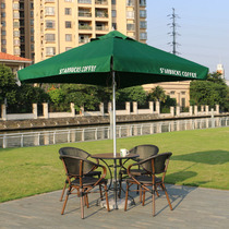 Outdoor table and chair with parasol outside cafe casual rattan chair coffee table combination outdoor bar rattan chair