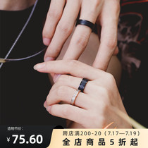 ROADLATIVE original design black ring pendant titanium steel tide brand National trend hip hop couple necklace for men and women