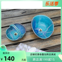 Kookugawa Machi House Japan Original Import Letter Lotte Burning Blue Color Glazed Ceramic Small Bowl Day Style Retro Decorated Soup Rice Bowl