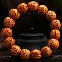  Natural wild walnut hand string peach Hu brain pattern peach core bracelet Wen play men and womens play Panlong pattern walnut hand-held