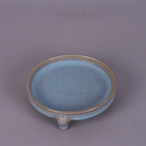 Song Ru kiln sky blue glaze trumpet three-legged wash antique antique antique porcelain old objects Jingdezhen ornaments collection