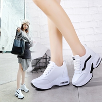 2021 new summer inner height-increasing white shoes female Korean version wild thick-soled white casual womens shoes wedge-heeled sneakers