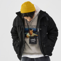 SAMESAME New loose winter cotton coat warm thick warm multi pocket collar coat male tide student