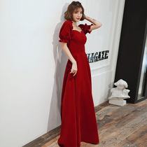 Toast 2021 summer new red dress bride engagement wedding atmosphere banquet evening dress dress women long