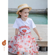 Girls set summer 2021 new childrens net red ocean tide childrens clothing childrens short sleeves thin summer two-piece