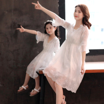 Mother and daughter dress Summer 2020 new parent-child dress girl lace dress little girl fashionable gauze dress Princess dress