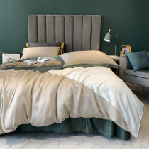 Light luxury and elegant double-sided Lenzing Tencel four-piece sheets Spring and summer AB version skin-friendly naked sleeping quilt cover bedding