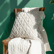 Knitted pillow case hand-woven Bohemian pillow tassel photo props literary retro Mori pillow