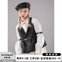 Sunsetpark original design vest sleeveless female black coat wear spring and autumn strap love jacquard vest