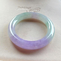 Ice seed floating flower jade bracelet round strip natural Myanmar old pit A goods violet jade bracelet imperial concubine jade bracelet