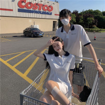 Web Red Lovers Dress Summer Clothes Small Crowd Design Sensation Couples short sleeve T-shirt polo shirt dress One dress One dress