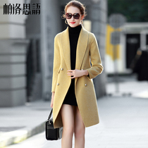 2021 autumn and winter new double-sided woolen coat womens long high-end Korean slim non-cashmere woolen coat