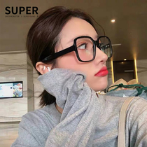 Black big frame flat light eye protection glasses women Net red makeup artifact anti radiation anti blue frame men Korean tide