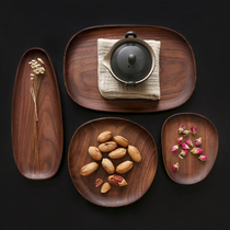 Home living room black walnut random irregular oval wooden plate plate fruit plate plate plate plate plate plate tea tray snack plate