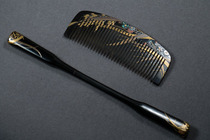 Incense bar-Lacquer Maki painting inlaid mother-of-pearl comb Hairpin Japanese antique jewelry Natural