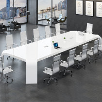 Office furniture Baking Varnish Conference Table Long Table High-end Rectangular Talks White Talk Table Long Table Meeting Room Table And Chairs Combination