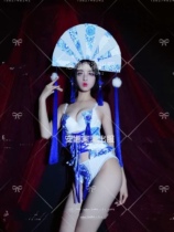 Nightclub Mid-Autumn Festival blue and white porcelain retro Chinese style gogo interactive opening show costumes ds dance team custom non-refundable