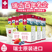 Ruimu Switzerland imported full fat high calcium childrens growth adult breakfast pure milk 1L*12 whole box group purchase