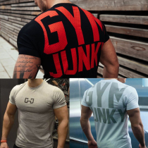 Muscle Captain sports short-sleeved fitness clothes male brothers running training breathable tights round neck tops T-shirt summer