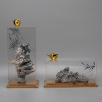 Modern New Chinese Creative Acrylic Display Hood Fake Mountain Stone Pendulum Piece Creative Template Room Wine Cabinet Soft Adornment