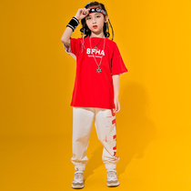 Girls hip-hop suit hip-hop costumes hiphop jazz dance costumes catwalk childrens short-sleeved shelf drum tide