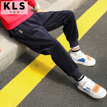 Boys double-layer corduroy pants plus velvet padded childrens casual pants autumn and winter models