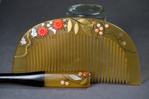 Incense bar-Mother-of-pearl comb hairpin inlaid with pearls Organic gemFine Grass FangziJapanese antique white armor