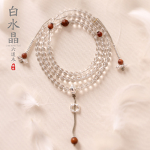 Natural White Crystal Six Daomu Buddha Beads 108 Rosary Vajra Buddha Series Sterling Silver Necklace Counter Tibetan