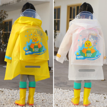 Childrens whole body long waterproof cute girl boy can remove double hat brim big schoolbag Primary School poncho