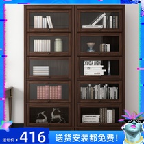 Nordic modern simple bay window bookcase Student home free combination storage bookcase Bedroom with door storage bookcase