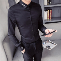 2021 spring and autumn mens shirt youth casual fashion embroidery hair stylist shirt Korean version of the trend inch clothing mens red