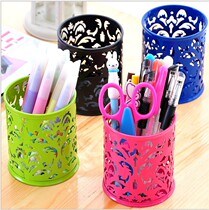Korean stationery creative hollow grid pattern pen holder fashion ornaments multifunctional storage bucket desktop office