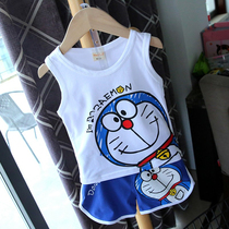 Baby cotton cartoon vest set men and women children sleeveless T-shirt shorts baby summer suit 013