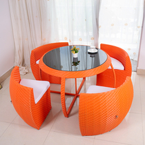 Outdoor balcony leisure rattan chair coffee table five-piece set hotel outdoor sun room courtyard creative rattan table and chair combination