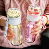 Couple water cup A couple of creative summer household cute ins glass cup tea water separation tea cup man