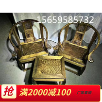 Mahogany furniture golden nanmu palace chair three-piece set gloomy wooden circle chair antique Taishi chair official hat chair solid wood