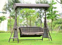 Outdoor courtyard garden swing Villa double three-person swing creative rattan Leisure swing Manhattan swing