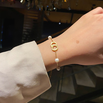 Korean version of simple titanium steel CD pearl bracelet ins Net red with the same temperament Xiaoqing new summer girlfriends student tide hand ornaments
