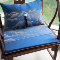 Chair cushion blue four seasons universal new Chinese style breathable non-slip backrest Mahogany Taishi chair classical tea table cushion customization
