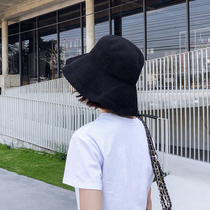 Sunscreen hats Children spring and summer Japanese Joker black fisherman hat mesh breathable sun hat solid color beach hat