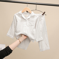 Childrens pajamas Spring childrens clothing boys Plaid home clothing autumn two-piece girl baby air-conditioning clothing pajamas