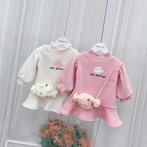 Girls autumn winter clothing and clothing plus suede 2020 new Korean version children cute female baby foreign air 100 lap long sleeve blouses