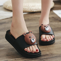 Womens outdoor slippers Summer fashion wild home sandals Muffin bottom outdoor word drag wedge heel thick
