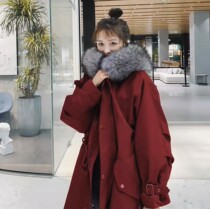 sandro Moscoloni Han Edition loose down cotton coat thickens the New Year red coat woman long