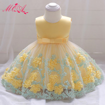 2021 New Baby dress girls wedding dress puffy skirt flower one year old baby princess dress Foreign