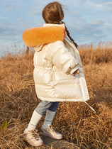 Italian girls down jacket long winter childrens clothing disposable brand thick white duck down coat tide