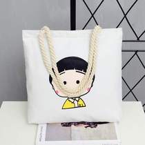 Portable durable bag Square bag Preferred bag Bag Art primary school student shoulder handbag Simple canvas Make-up canvas