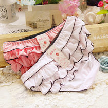 Korean Version Swimming Cloth Cake Layer Floral Girl Middle Purse Hip Hip Girl Hip Lady Triangle Briefs Lady Cute